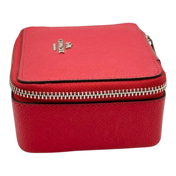 Small Coach Leather Travel Jewellery Box Red - Picture 4 of 13